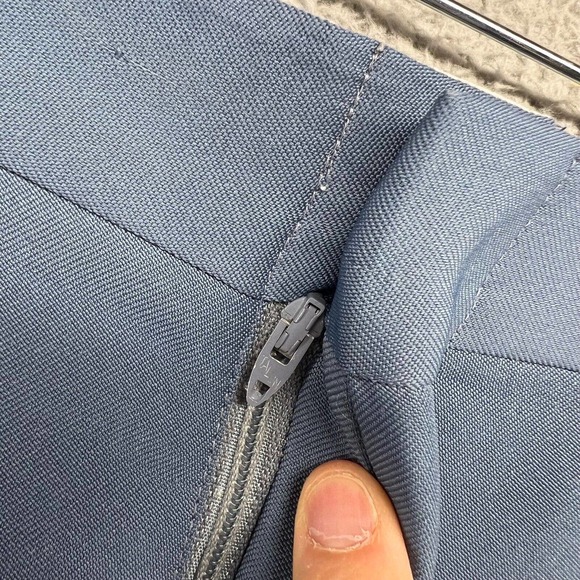 Vintage 70s Dress Slacks Men's 34x30 Blue Straight Leg Rockabilly Pockets Talon - Picture 7 of 10